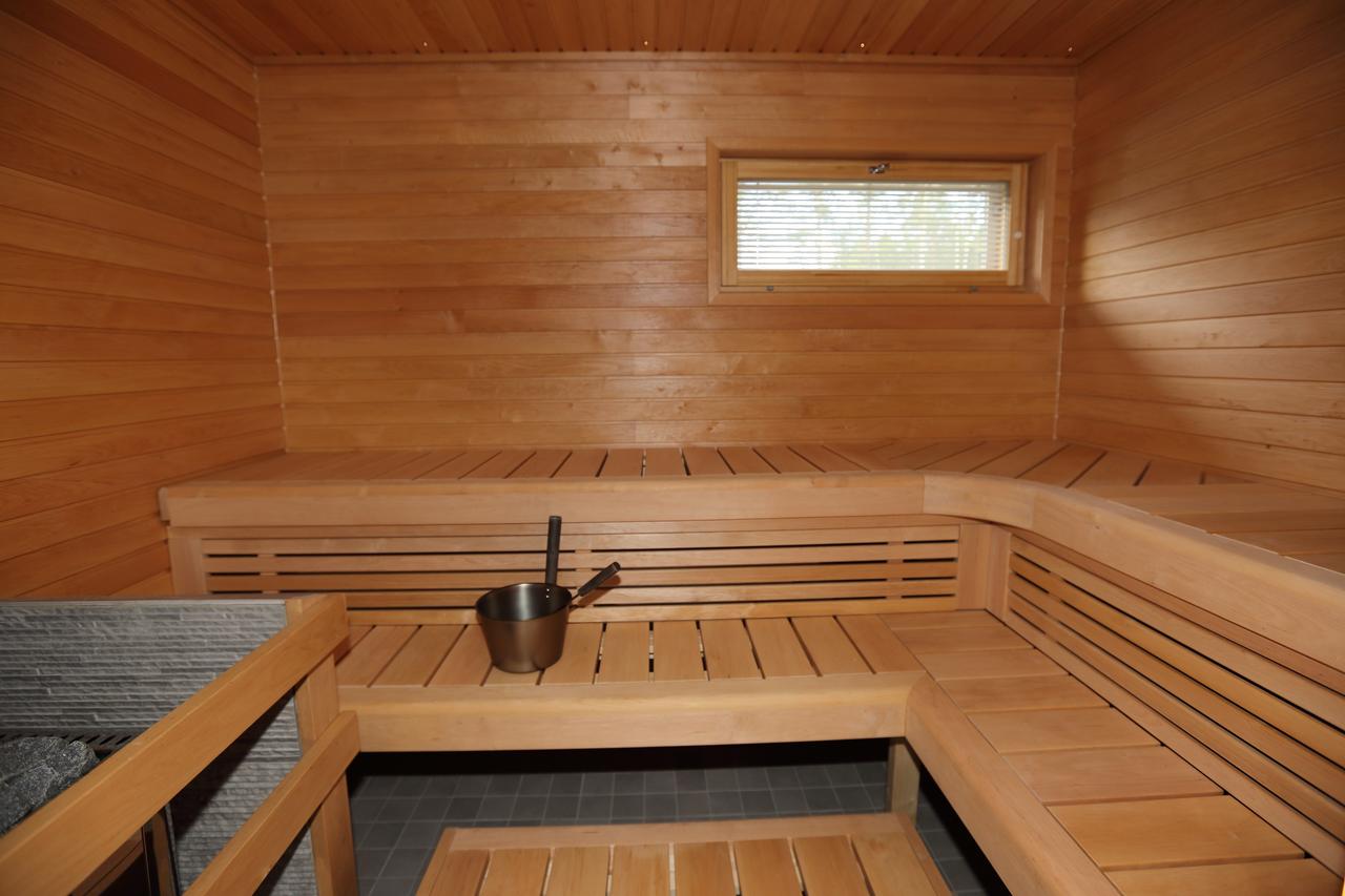 Wood-fired sauna interior